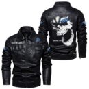 Custom Name Ford Racing Skull Leather Jacket - Personalized Logo Car Motorcycle Model
