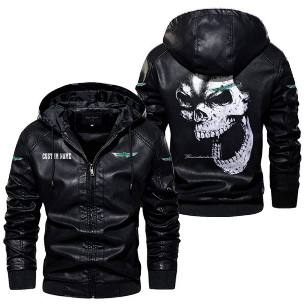 Custom Name Ford Thunderbird Skull Leather Jacket - Personalized Logo Car Motorcycle Model - Image 5