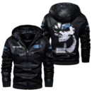 Custom Name Ford Truck Skull Leather Jacket - Personalized Logo Car Motorcycle Model