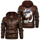 Custom Name Ford Truck Skull Leather Jacket - Personalized Logo Car Motorcycle Model