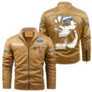Custom Name Ford Truck Skull Leather Jacket - Personalized Logo Car Motorcycle Model