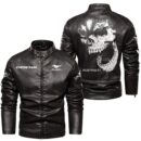 Custom Name Mustang Gt Skull Leather Jacket - Personalized Logo Car Motorcycle Model