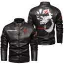 Custom Name Nissan 300zx Skull Leather Jacket - Personalized Logo Car Motorcycle Model