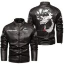 Custom Name Nissan 370z Skull Leather Jacket - Personalized Logo Car Motorcycle Model