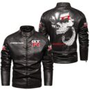 Custom Name Nissan Gtr Skull Leather Jacket - Personalized Logo Car Motorcycle Model