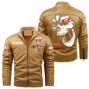 Custom Name Nissan Gtr Skull Leather Jacket - Personalized Logo Car Motorcycle Model