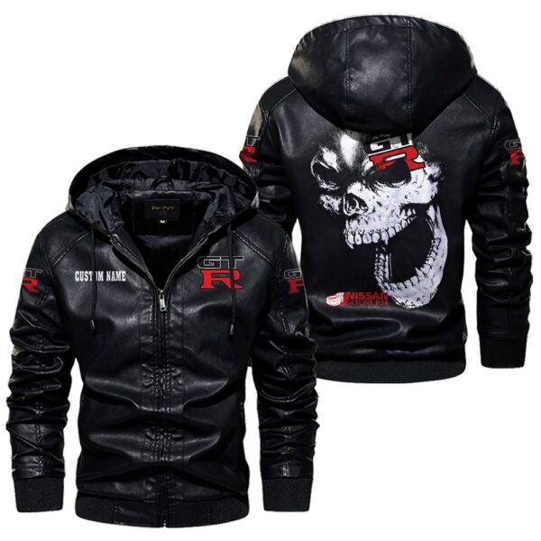 Custom Name Nissan R34 Skull Leather Jacket - Personalized Logo Car Motorcycle Model - Image 5