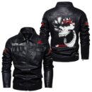 Custom Name Nissan R34 Skull Leather Jacket - Personalized Logo Car Motorcycle Model