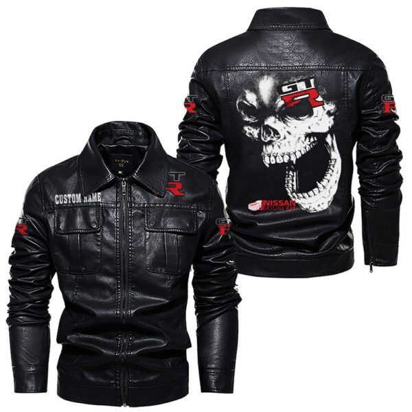 Custom Name Nissan R34 Skull Leather Jacket - Personalized Logo Car Motorcycle Model - Image 7