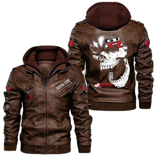 Custom Name Nissan R34 Skull Leather Jacket - Personalized Logo Car Motorcycle Model - Image 2