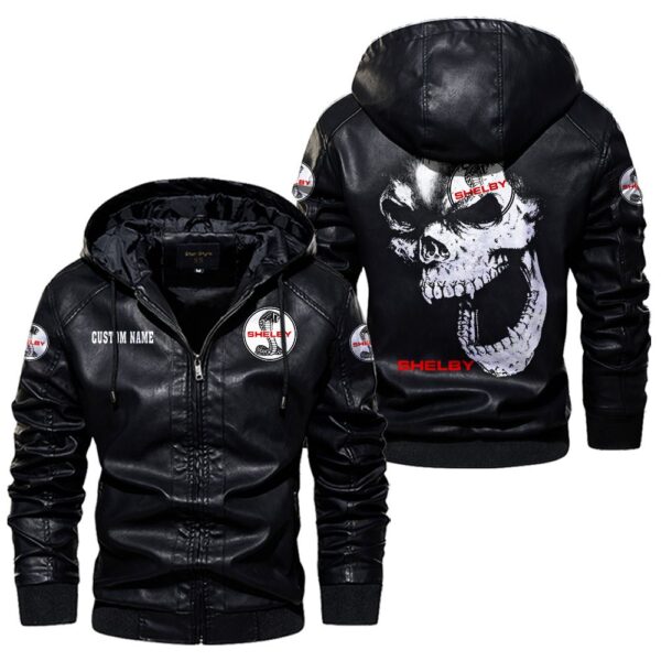 Custom Name Shelby Cobra Skull Leather Jacket - Personalized Logo Car Motorcycle Model - Image 5