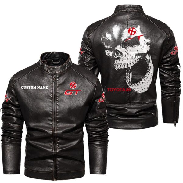 Custom Name Toyota 86 Skull Leather Jacket - Personalized Logo Car Motorcycle Model - Image 3