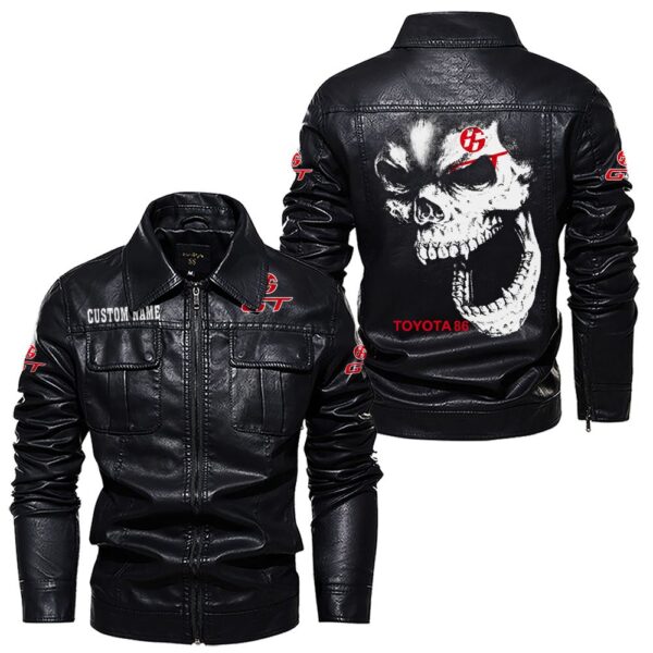 Custom Name Toyota 86 Skull Leather Jacket - Personalized Logo Car Motorcycle Model - Image 7