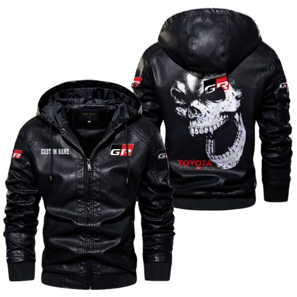 Custom Name Toyota Gazoo Racing Skull Leather Jacket - Personalized Logo Car Motorcycle Model - Image 5