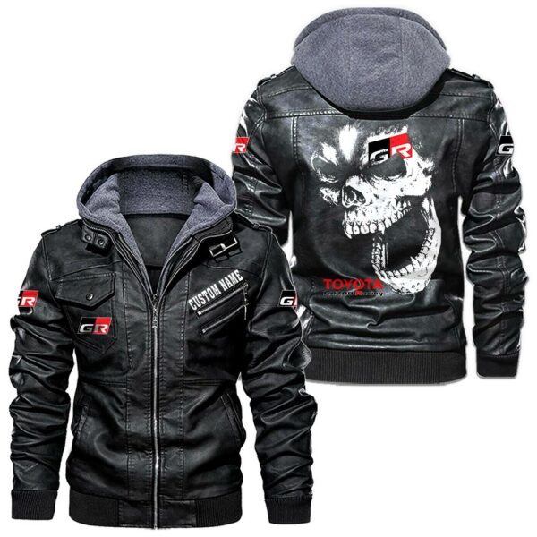 Custom Name Toyota Gazoo Racing Skull Leather Jacket - Personalized Logo Car Motorcycle Model