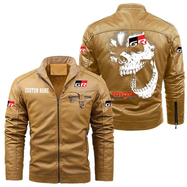 Custom Name Toyota Gazoo Racing Skull Leather Jacket - Personalized Logo Car Motorcycle Model - Image 10
