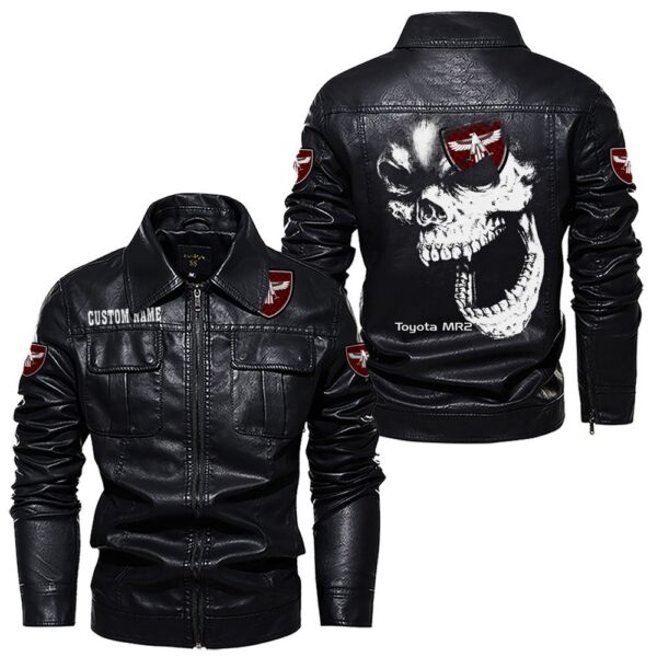 Custom Name Toyota Mr2 Skull Leather Jacket - Personalized Logo Car Motorcycle Model - Image 7