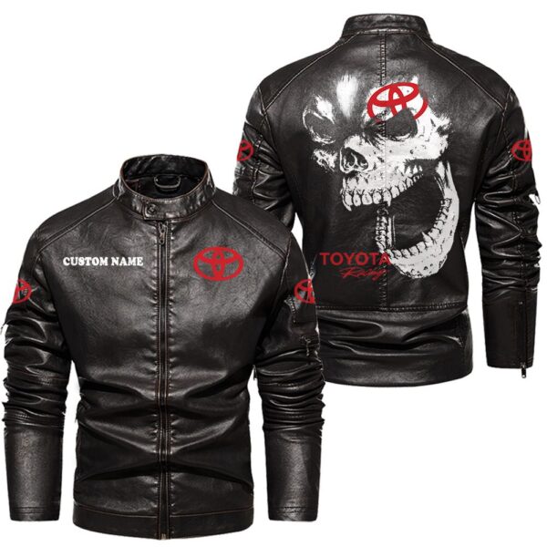 Custom Name Toyota Tacoma Skull Leather Jacket - Personalized Logo Car Motorcycle Model - Image 3