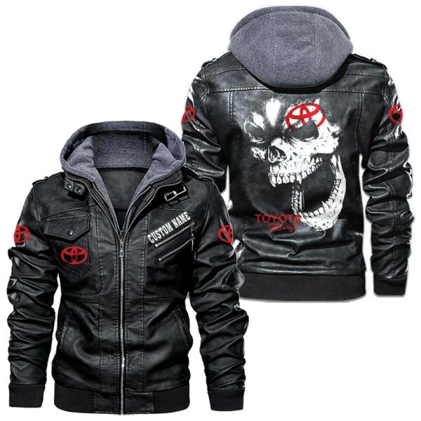 Custom Name Toyota Tacoma Skull Leather Jacket - Personalized Logo Car Motorcycle Model