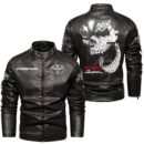 Custom Name Toyota Supra Skull Leather Jacket - Personalized Logo Car Motorcycle Model