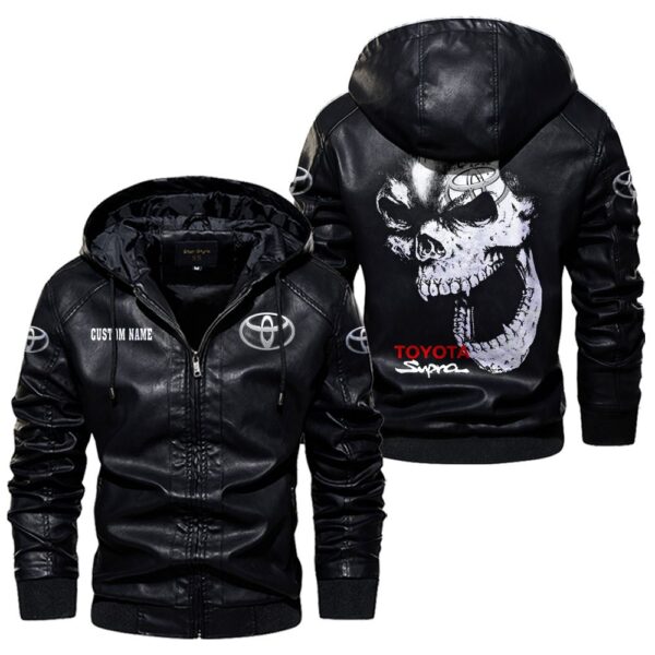 Custom Name Toyota Supra Skull Leather Jacket - Personalized Logo Car Motorcycle Model - Image 5
