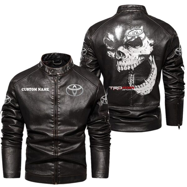 Custom Name Toyota Trd Skull Leather Jacket - Personalized Logo Car Motorcycle Model - Image 3