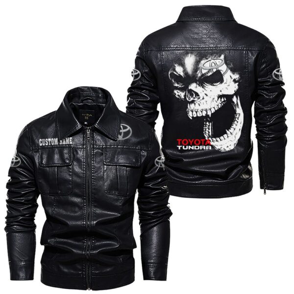 Custom Name Toyota Tundra PU Leather Hooded Jacket – Personalized Logo Car Motorcycle Model - Image 7