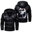 Custom Name Zl1 Leather Hooded Jacket - Personalized Logo Car Motorcycle Model