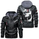 Custom Name Zl1 Leather Hooded Jacket - Personalized Logo Car Motorcycle Model