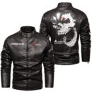 Custom Name Agco Skull Leather Jacket - Personalized Logo Car Motorcycle Model