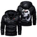 Custom Name Agco Skull Leather Jacket - Personalized Logo Car Motorcycle Model