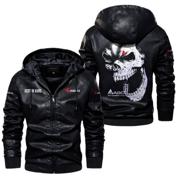 Custom Name Agco Skull Leather Jacket - Personalized Logo Car Motorcycle Model - Image 5