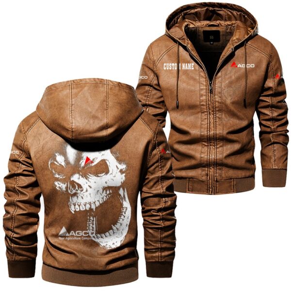 Custom Name Agco Skull Leather Jacket - Personalized Logo Car Motorcycle Model - Image 6