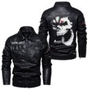 Custom Name Agco Skull Leather Jacket - Personalized Logo Car Motorcycle Model