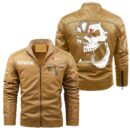 Custom Name Agco Skull Leather Jacket - Personalized Logo Car Motorcycle Model