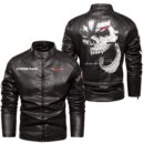 Custom Name Austin Healey Skull Leather Jacket - Personalized Logo Car Motorcycle Model