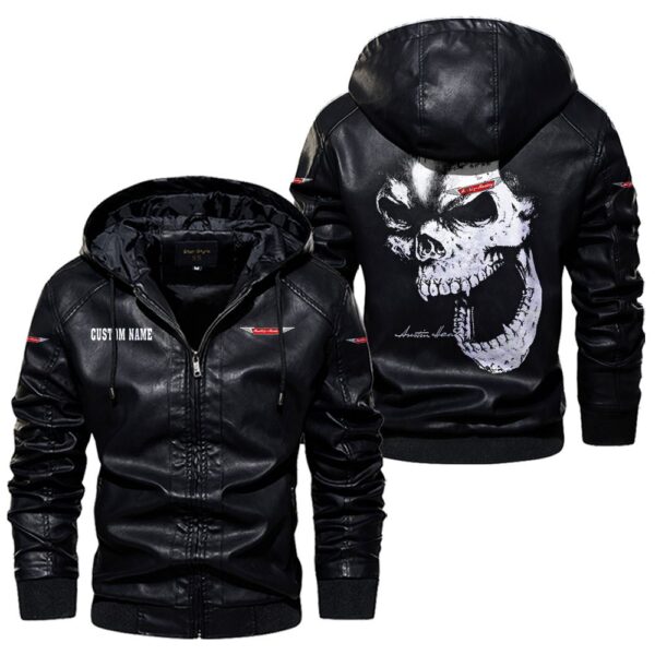 Custom Name Austin Healey Skull Leather Jacket - Personalized Logo Car Motorcycle Model - Image 5