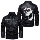 Custom Name Austin Healey Skull Leather Jacket - Personalized Logo Car Motorcycle Model