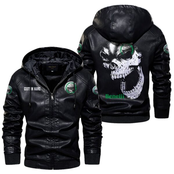 Custom Name Benelli Skull Leather Jacket - Personalized Logo Car Motorcycle Model - Image 5