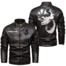 Custom Name Beneteau Skull Leather Jacket - Personalized Logo Car Motorcycle Model