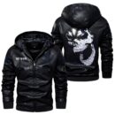 Custom Name Beneteau Skull Leather Jacket - Personalized Logo Car Motorcycle Model