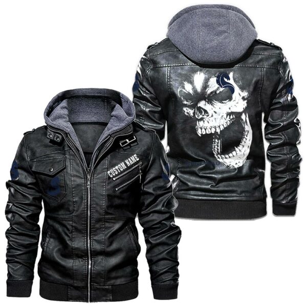 Custom Name Beneteau Skull Leather Jacket - Personalized Logo Car Motorcycle Model