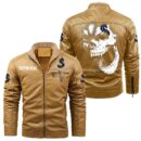 Custom Name Beneteau Skull Leather Jacket - Personalized Logo Car Motorcycle Model