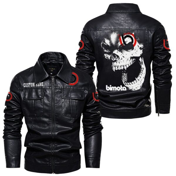 Custom Name Bimota Skull Leather Jacket - Personalized Logo Car Motorcycle Model - Image 7