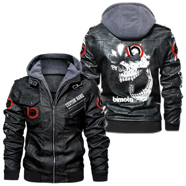 Custom Name Bimota Skull Leather Jacket - Personalized Logo Car Motorcycle Model
