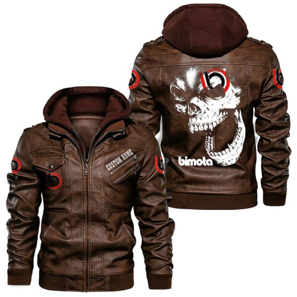 Custom Name Bimota Skull Leather Jacket - Personalized Logo Car Motorcycle Model - Image 2