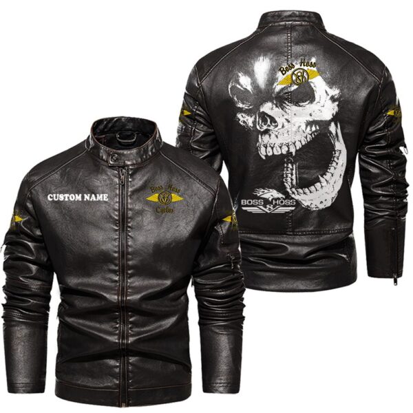 Custom Name Boss Hoss Skull Leather Jacket - Personalized Logo Car Motorcycle Model - Image 3