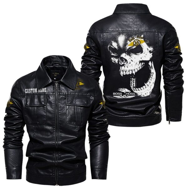 Custom Name Boss Hoss Skull Leather Jacket - Personalized Logo Car Motorcycle Model - Image 7