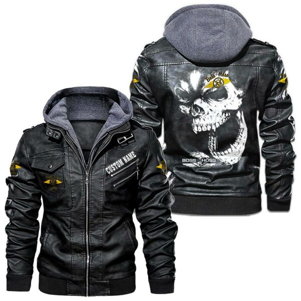 Custom Name Boss Hoss Skull Leather Jacket - Personalized Logo Car Motorcycle Model