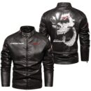 Custom Name Boston Whaler Skull Leather Jacket - Personalized Logo Car Motorcycle Model